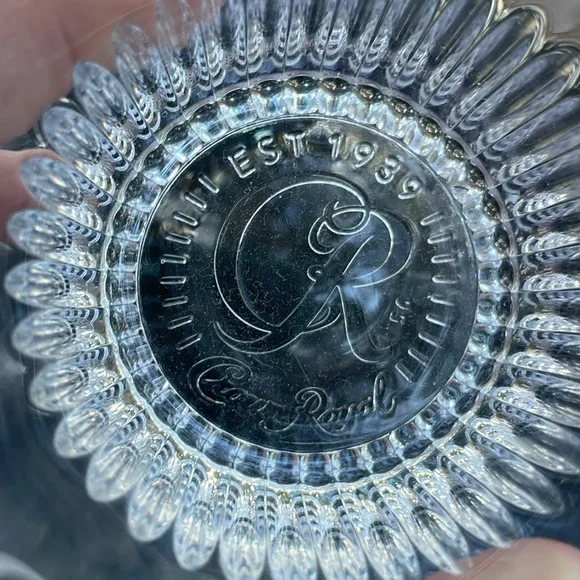 2 Crown Royal Etched Low Ball Glasses Est. 1939 Embossed Bottom - Picture 2 of 3